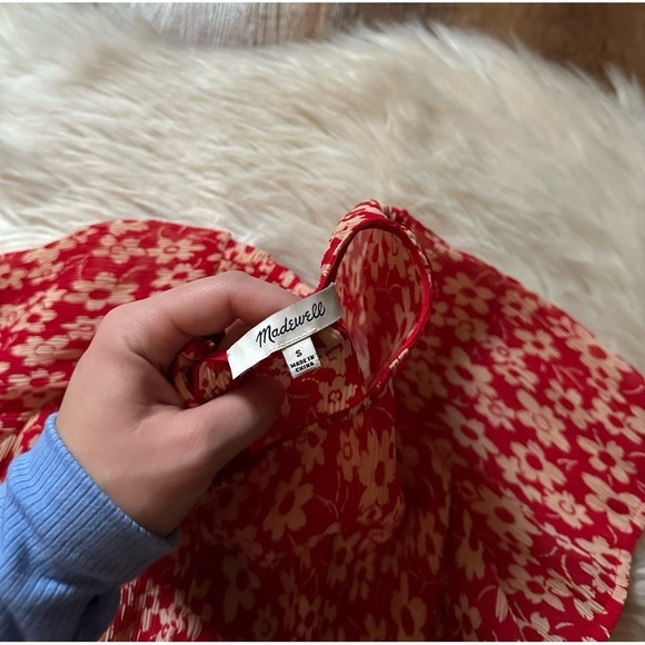 MADEWELL Crinkled Button-Back Tie Tee In Full Bloom - Picture 6 of 6